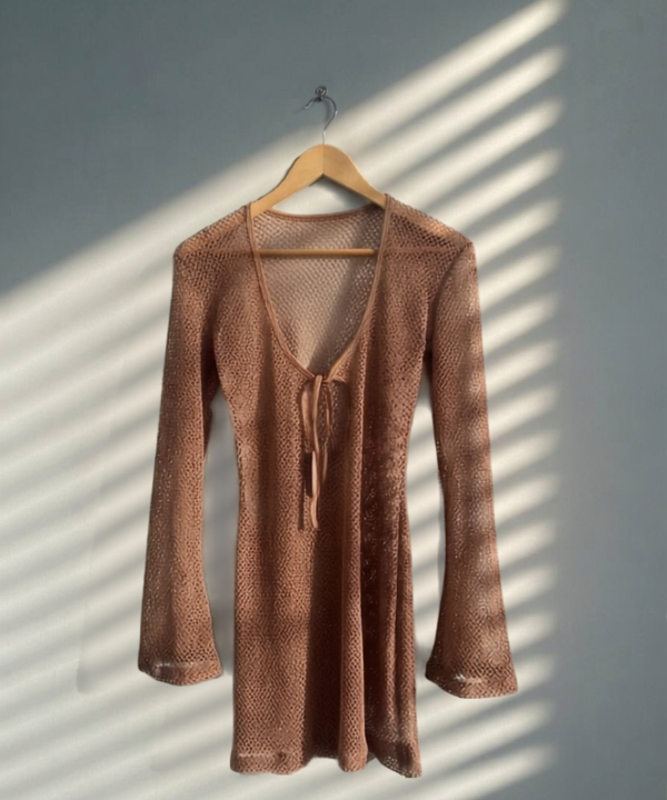Vestido de malla marrón